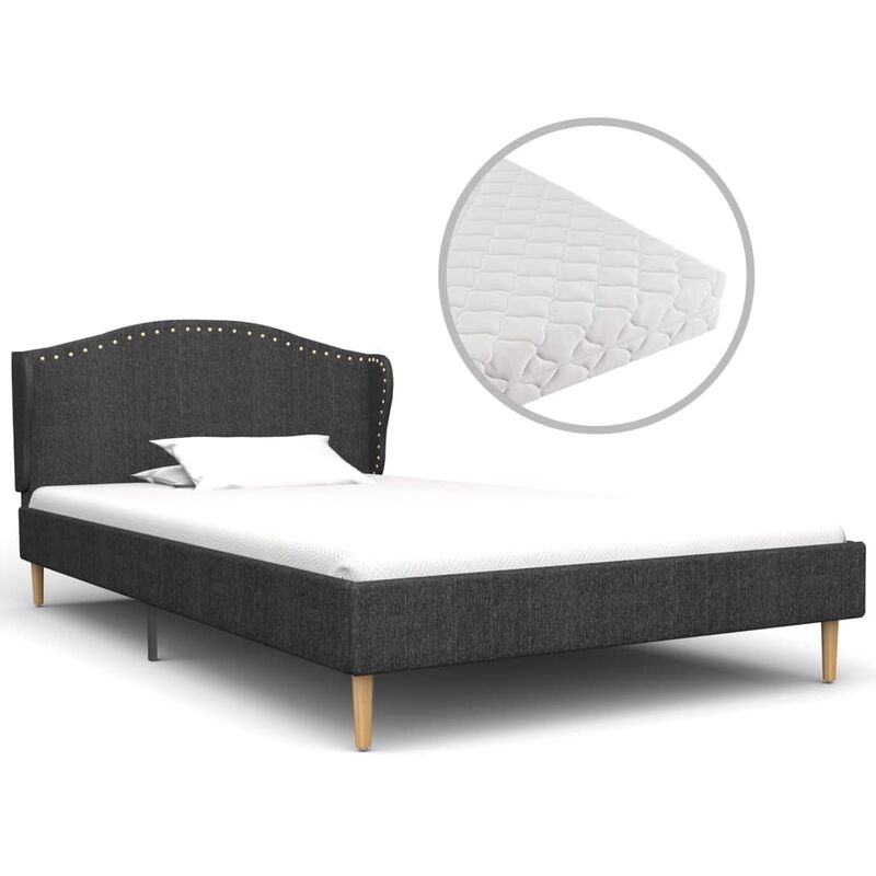 

Cama con colchón tela gris oscuro 90x200 cm - Gris - Vidaxl