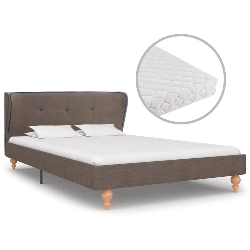 

Cama con colchón tela gris topo 120x200 cm