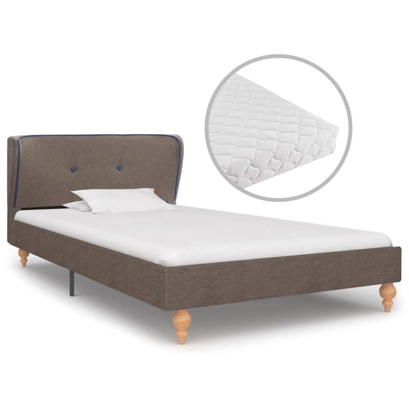 

Cama con colchón tela gris topo 90x200 cm