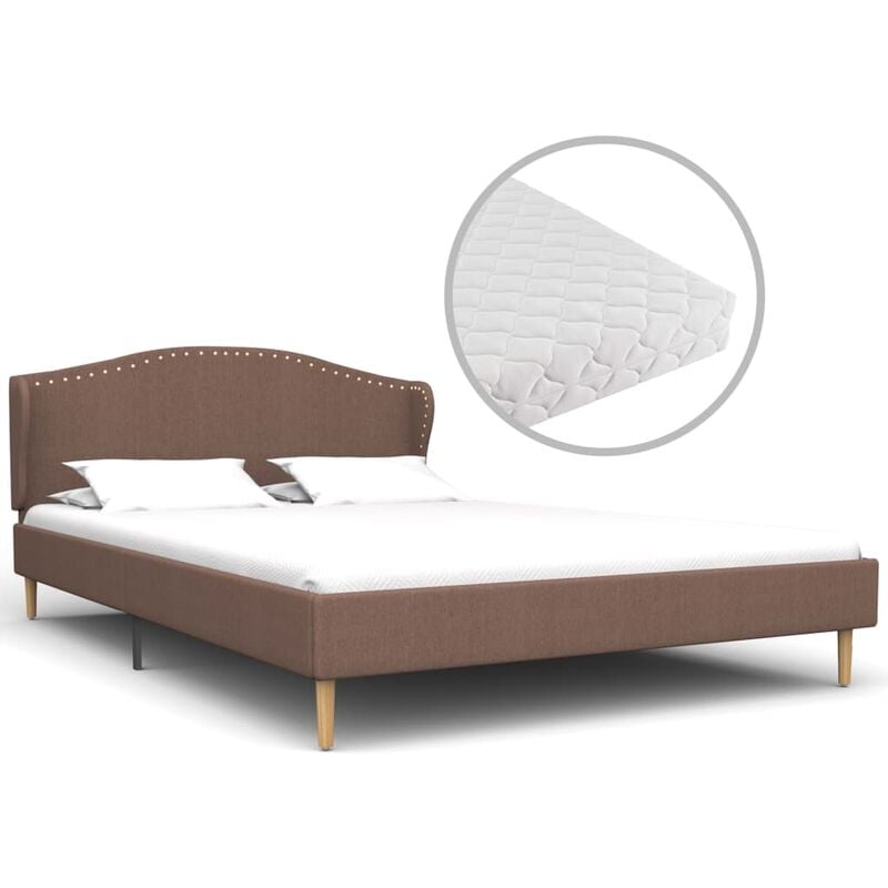 

Cama con colchón tela marrón 120x200 cm