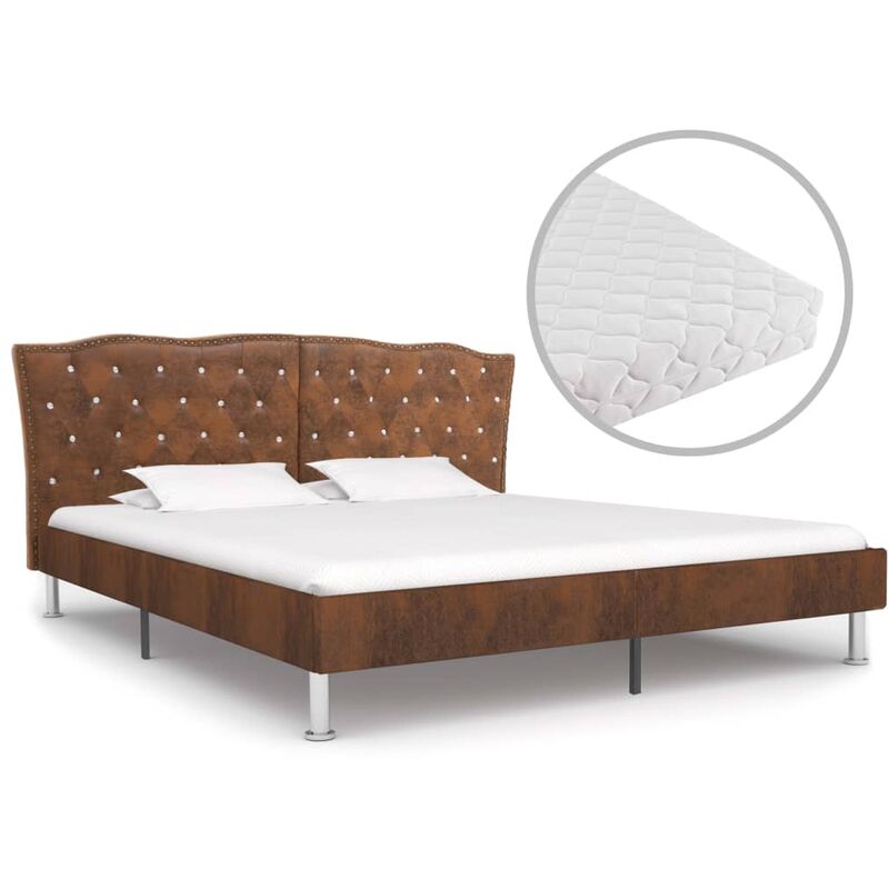 

Cama con colchon tela marron 160x200 cm