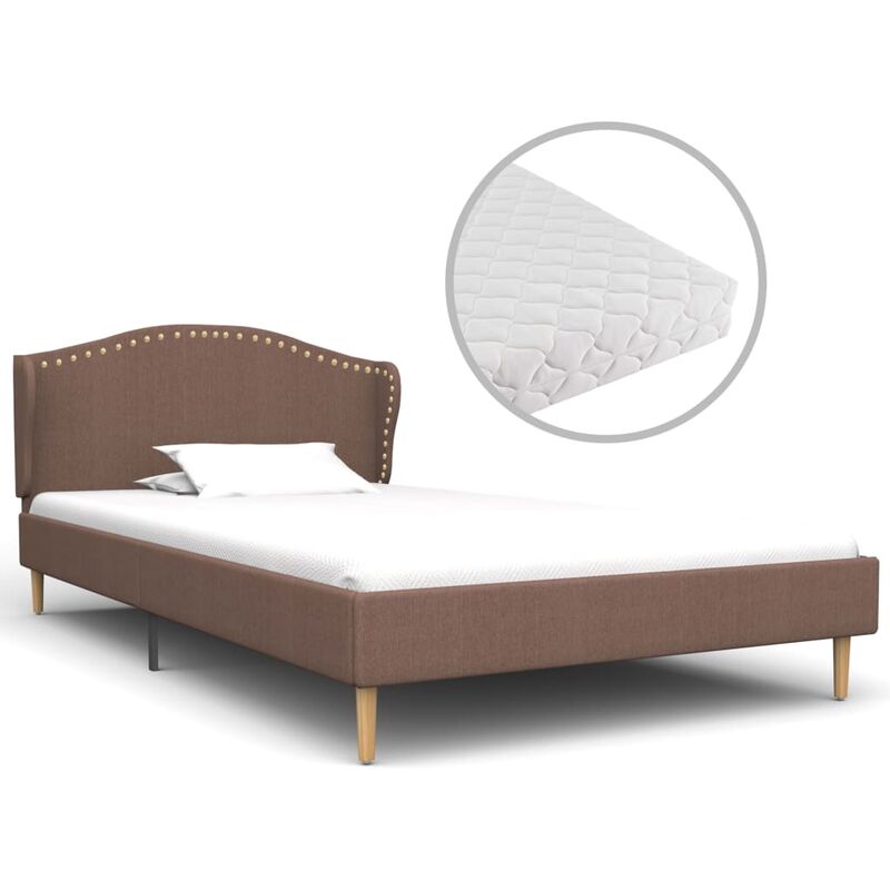 

Cama con colchón tela marrón 90x200 cm