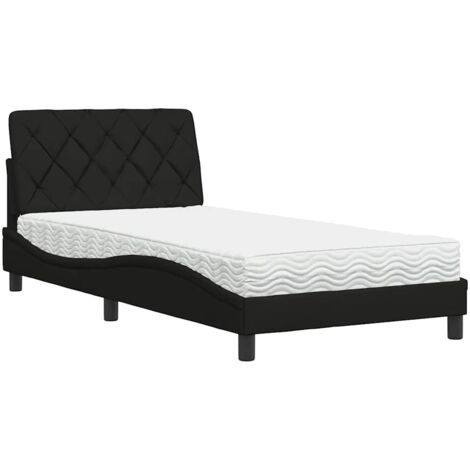 Cama con colchón tela negro 100x200 cm vidaXL