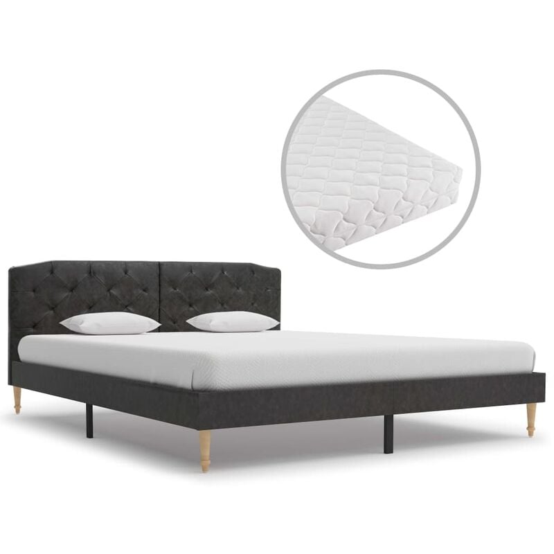 

Cama con colchón tela negro 160x200 cm