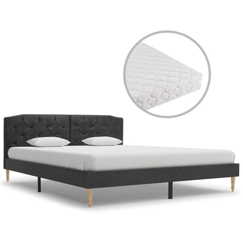 

Cama con Colchón Tela Negro 160x200 cm - Negro - Vidaxl