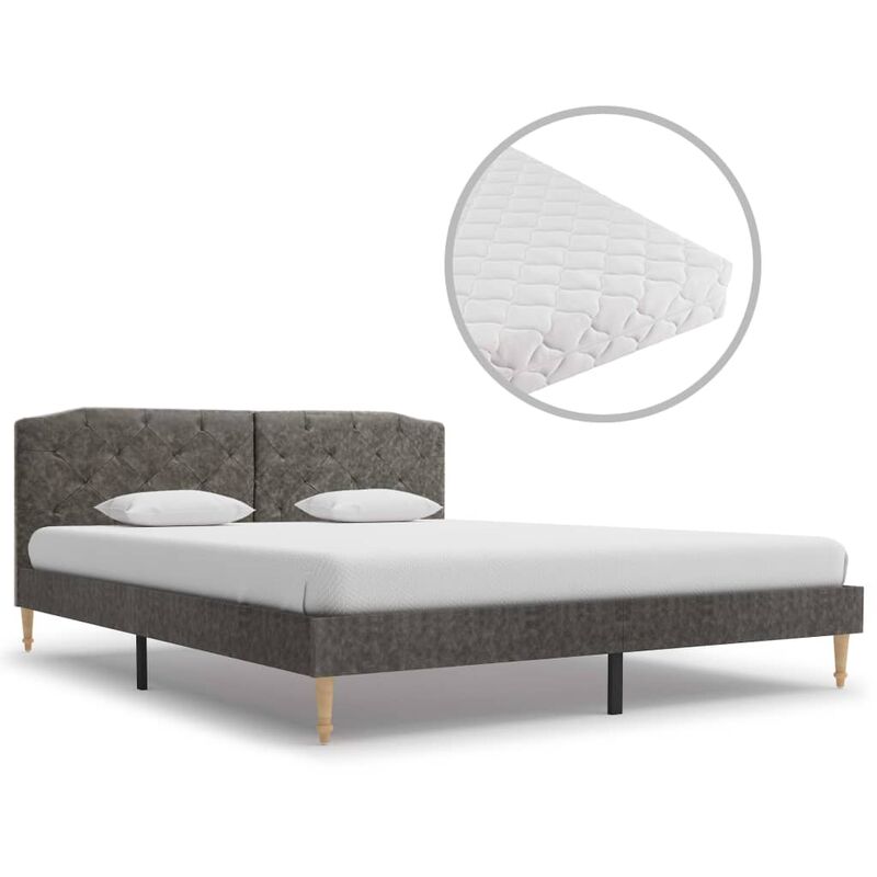

Cama con Colchón Tela Gris Oscuro 160x200 cm - Gris - Vidaxl