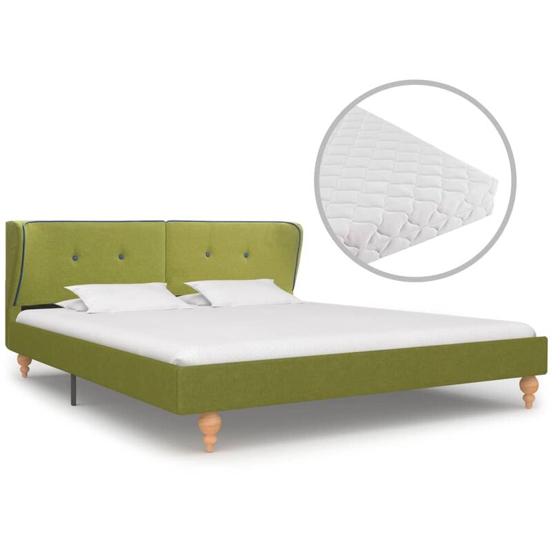 

Cama con colchón tela verde 160x200 cm