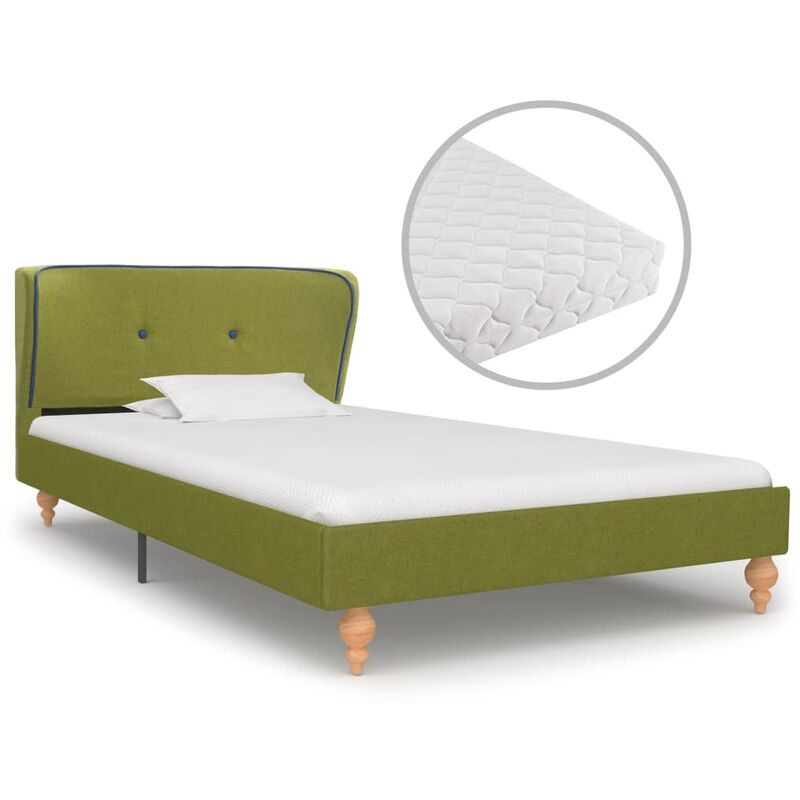 

Cama con colchón tela verde 90x200 cm