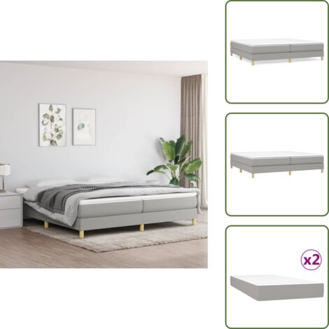 Cama con colchón - vidaXL Cama box spring con colchón tela gris claro 200x200 cm - Cama de muelles ensacados