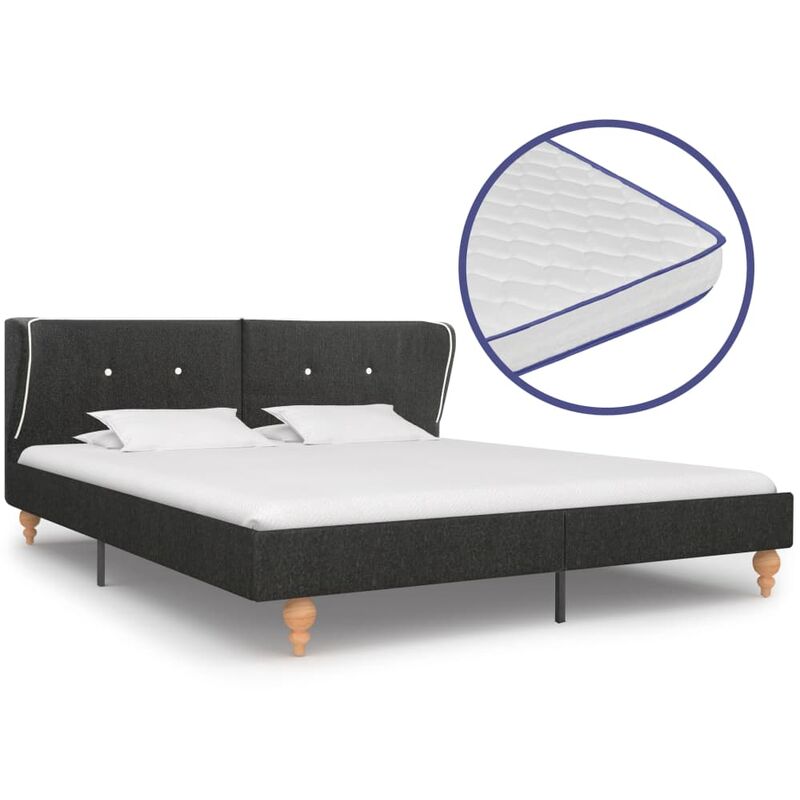 

Cama con colchón viscoelástico arpillera gris oscuro 160x200 cm