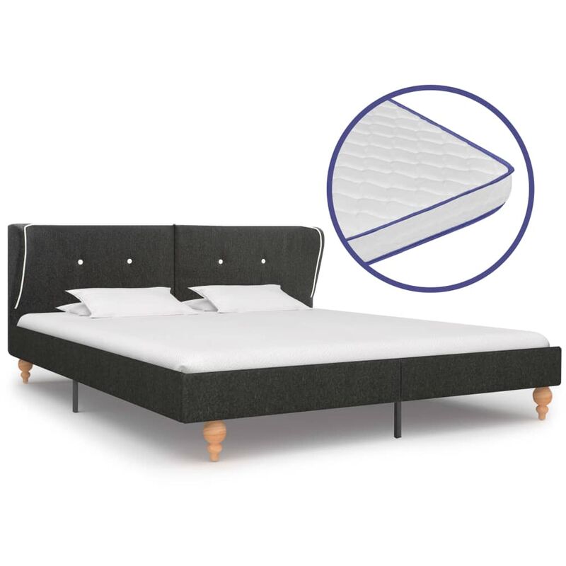 

Cama con colchón viscoelástico arpillera gris oscuro 180x200 cm