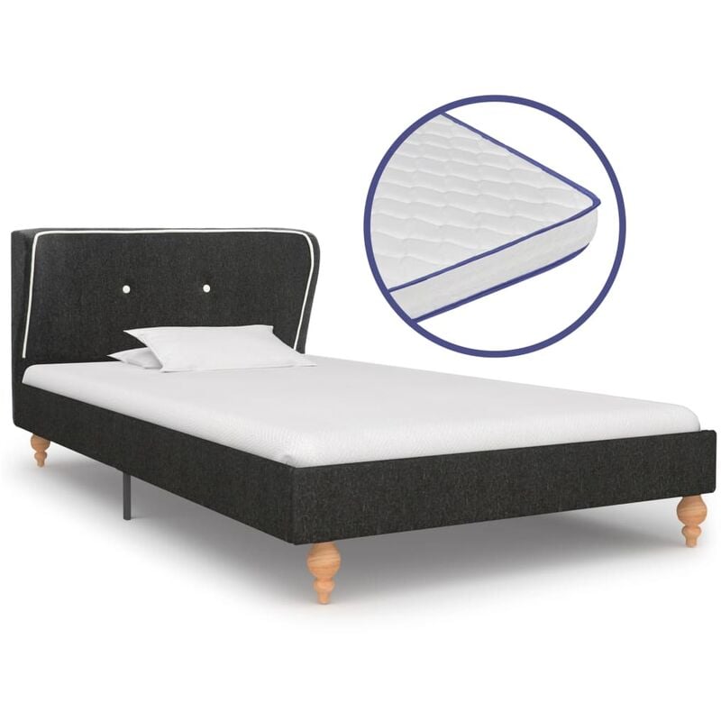 

Cama con colchón viscoelástico arpillera gris oscuro 90x200 cm