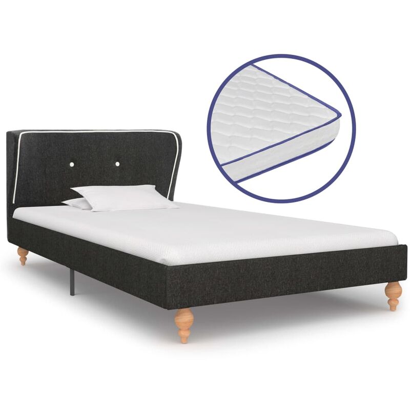 

vidaXL Cama con Colchón Viscoelástico Arpillera Gris Oscuro 90x200 cm - Gris