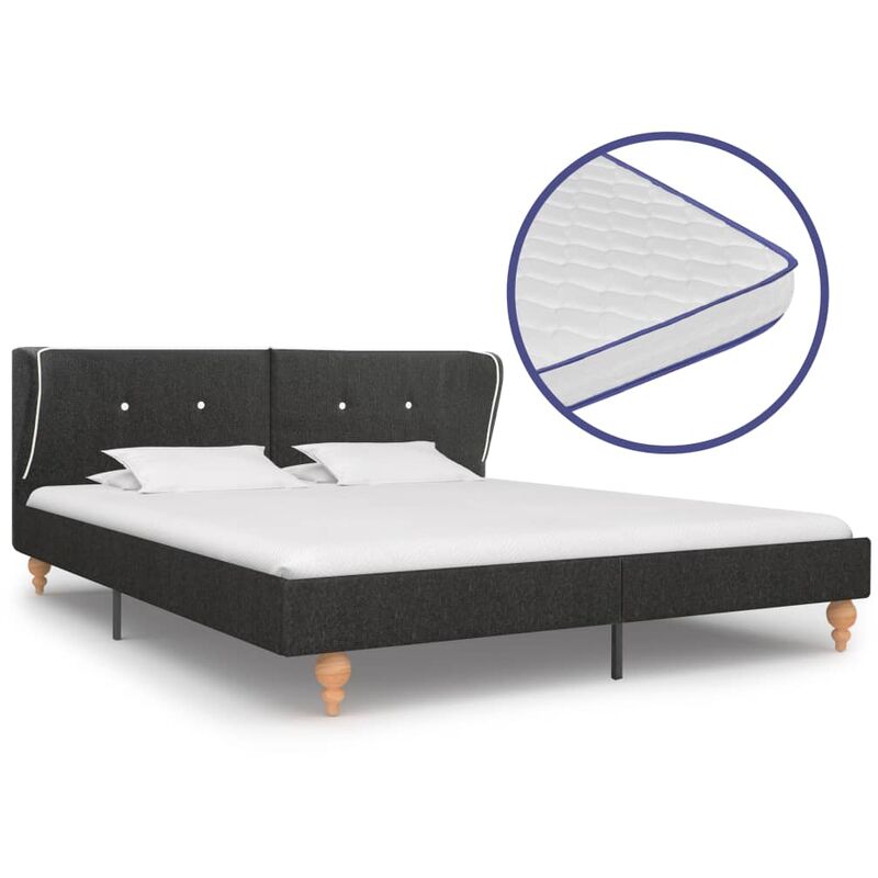 

Cama con Colchón Viscoelástico Arpillera Gris Oscuro 180x200 cm - Gris - Vidaxl