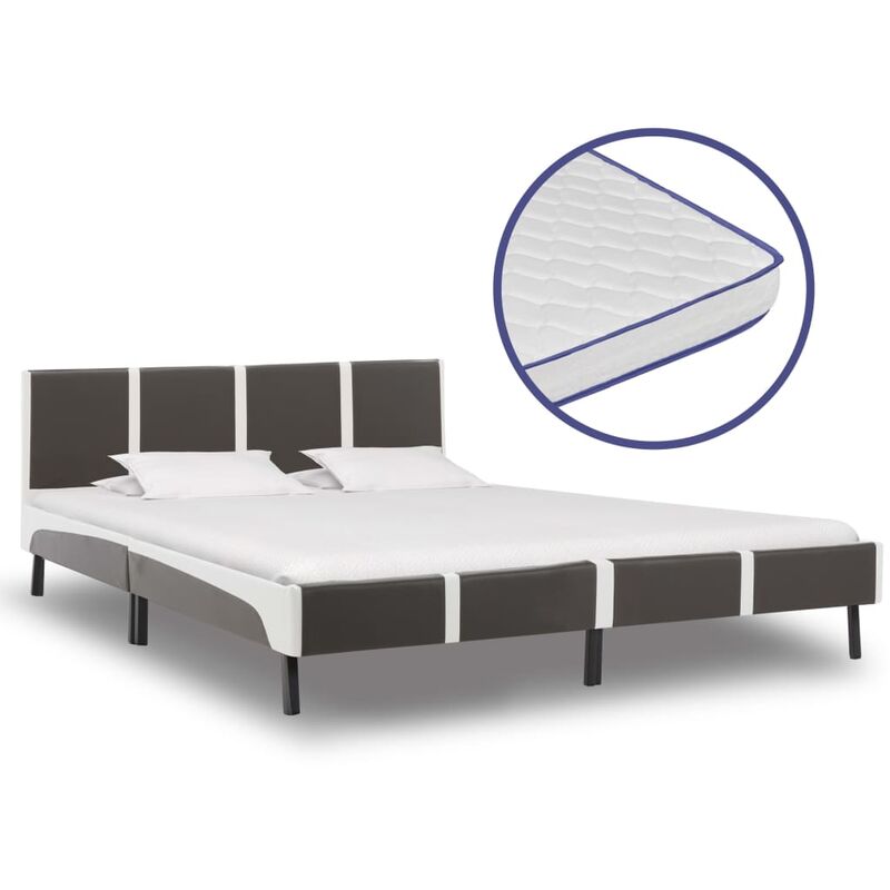 

Cama con colchón viscoelástico cuero sintético 180x200 cm