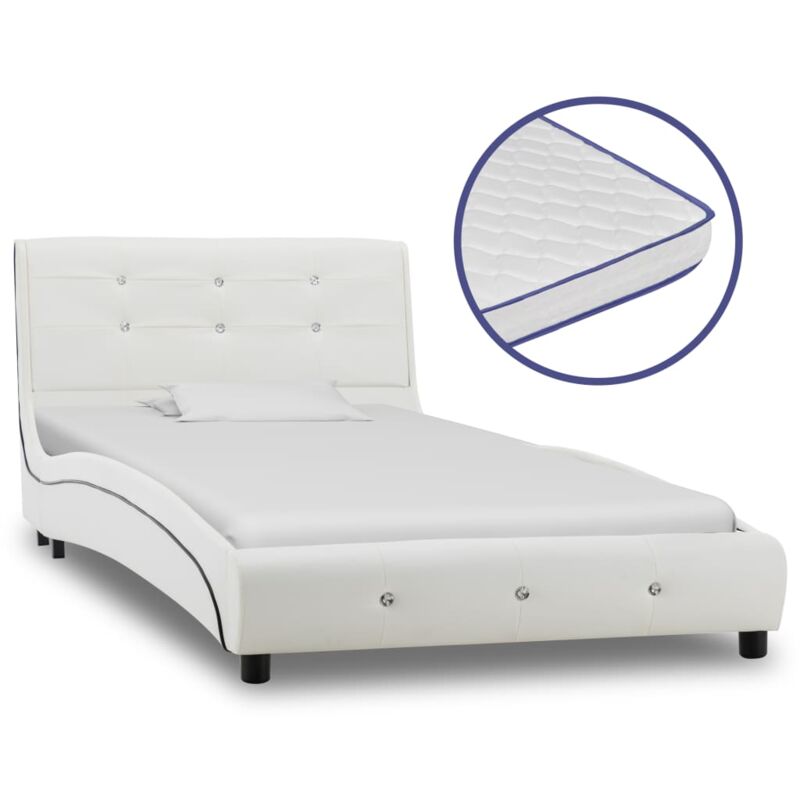 

Cama con Colchón Viscoelástico Cuero Sintético Blanco 90x200 cm - Blanco - Vidaxl
