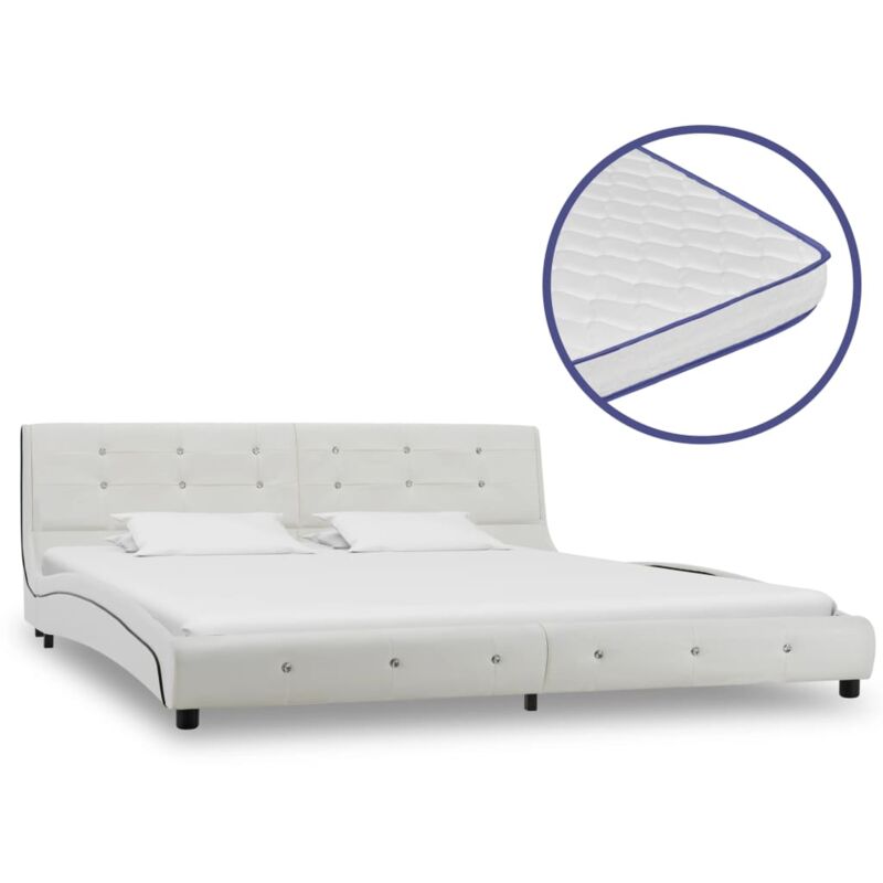 

Cama con Colchón Viscoelástico Cuero Sintético Blanco 180x200cm - Blanco - Vidaxl