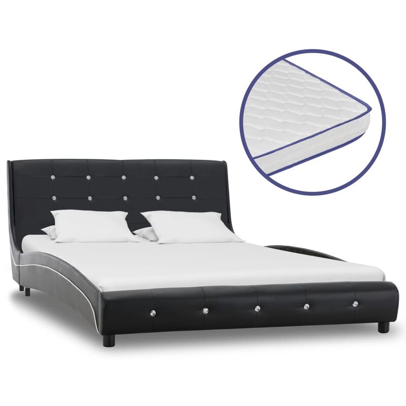 

Cama con Colchón Viscoelástico Cuero Sintético Negro 120x200 cm - Negro - Vidaxl