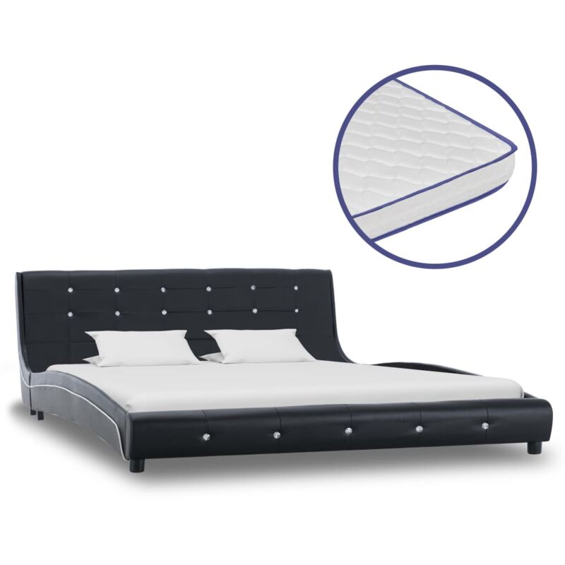 

Cama con Colchón Viscoelástico Cuero Sintético Negro 160x200cm - Negro - Vidaxl