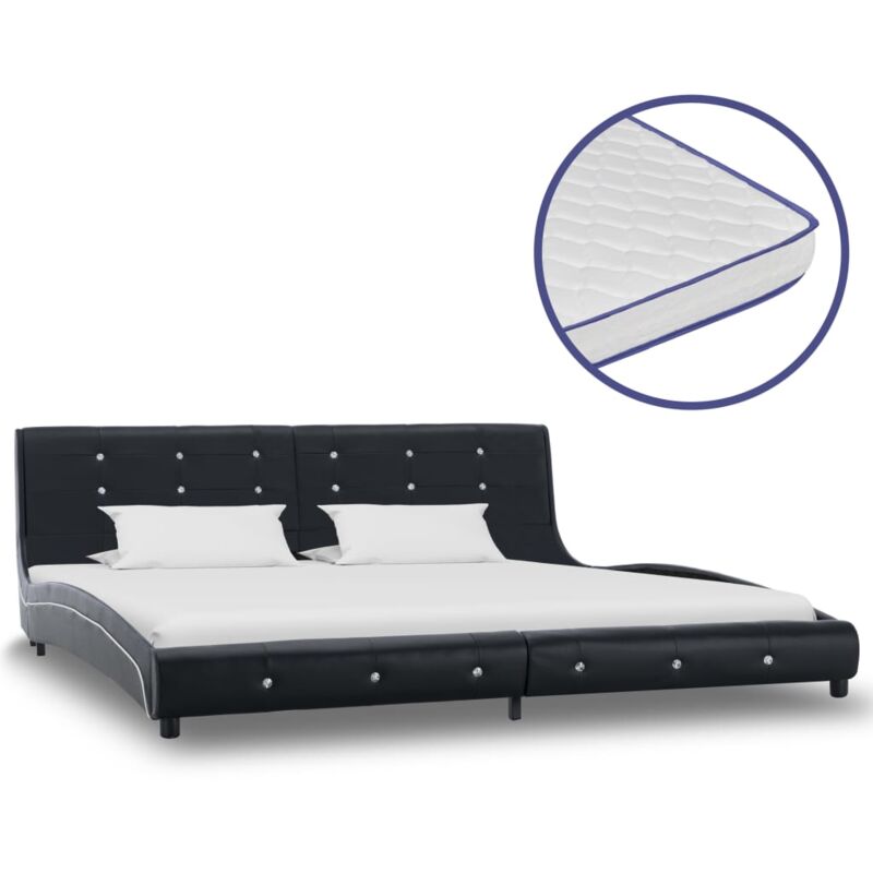 

Cama con Colchón Viscoelástico Cuero Sintético Negro 180x200 cm - Negro - Vidaxl
