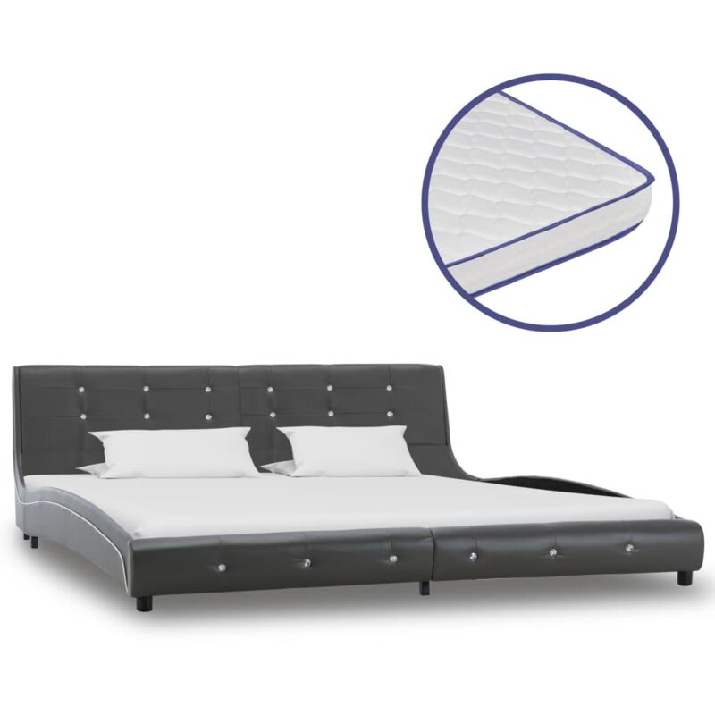 

Cama con Colchón Viscoelástico Cuero Sintético Gris 180x200 cm - Gris - Vidaxl