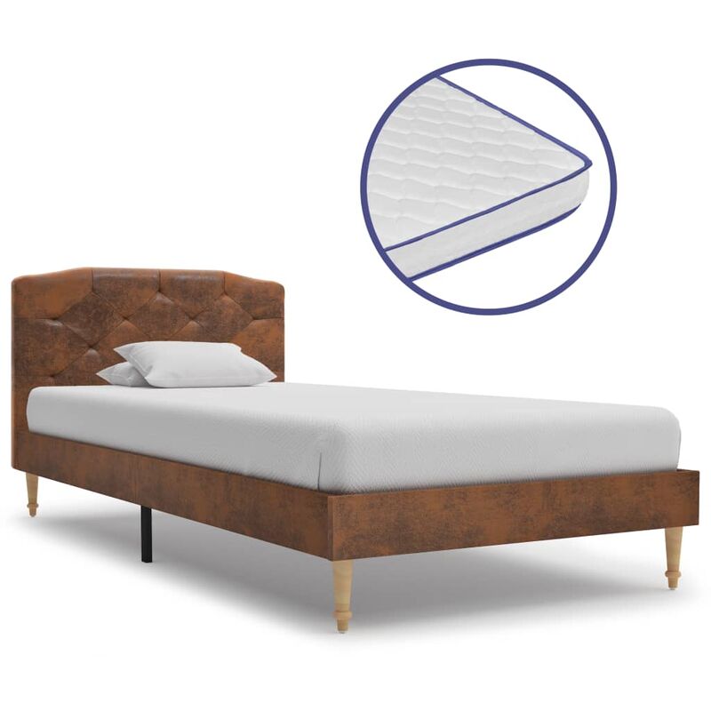 

Cama con Colchón Viscoelástico Piel de Ante Sintética 90x200 cm - Marrón - Vidaxl