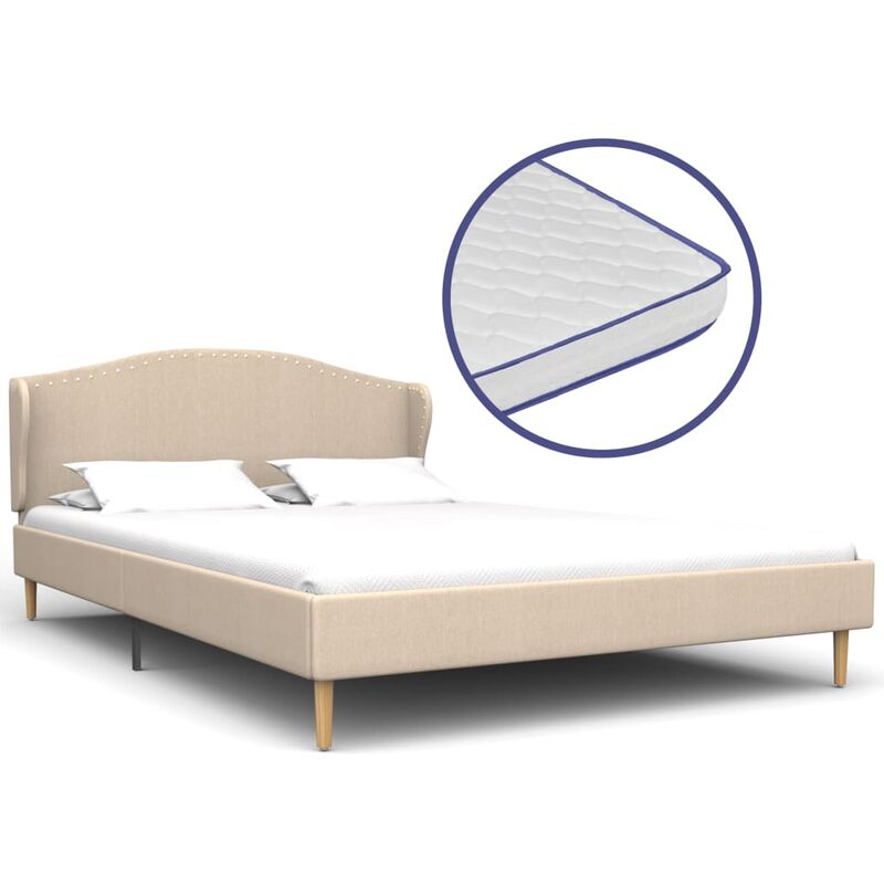 

Cama con colchón viscoelástico tela beige 140x200 cm