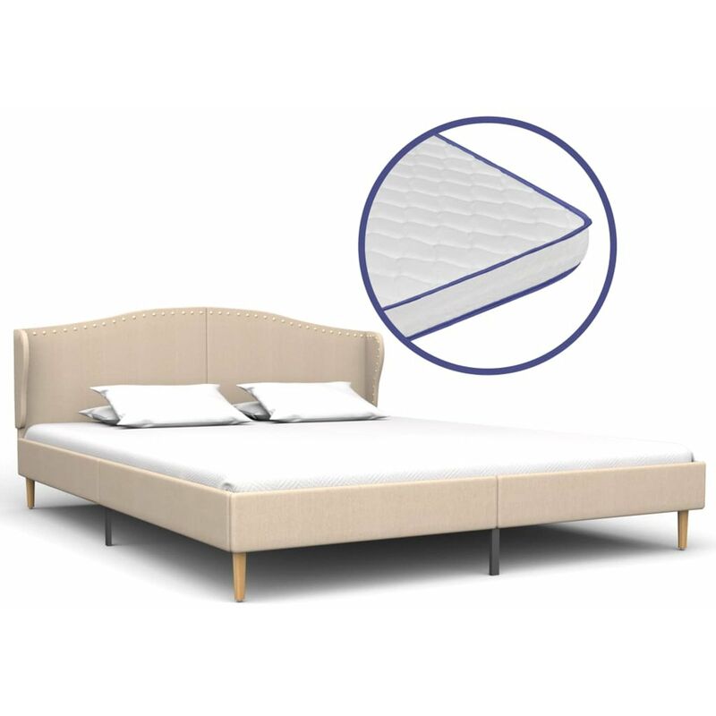 

Cama con colchon viscoelastico tela beige 160x200 cm