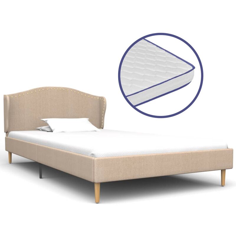 

Cama con colchón viscoelástico tela beige 90x200 cm