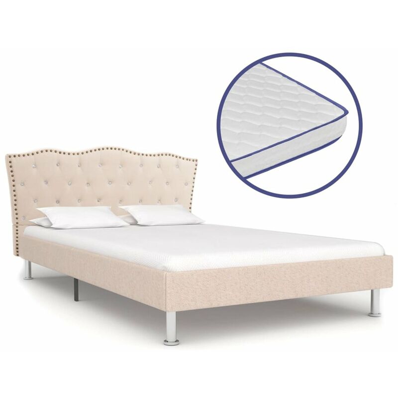 

Cama con colchon viscoelastico tela color lino 120x200 cm