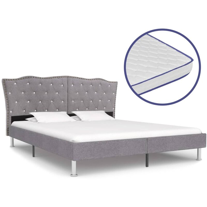 

Cama con colchon viscoelastico tela gris claro 160x200 cm