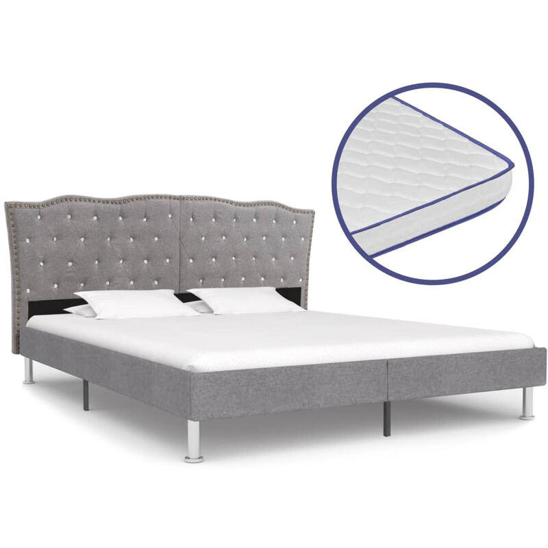 

Cama con colchon viscoelastico tela gris claro 180x200 cm