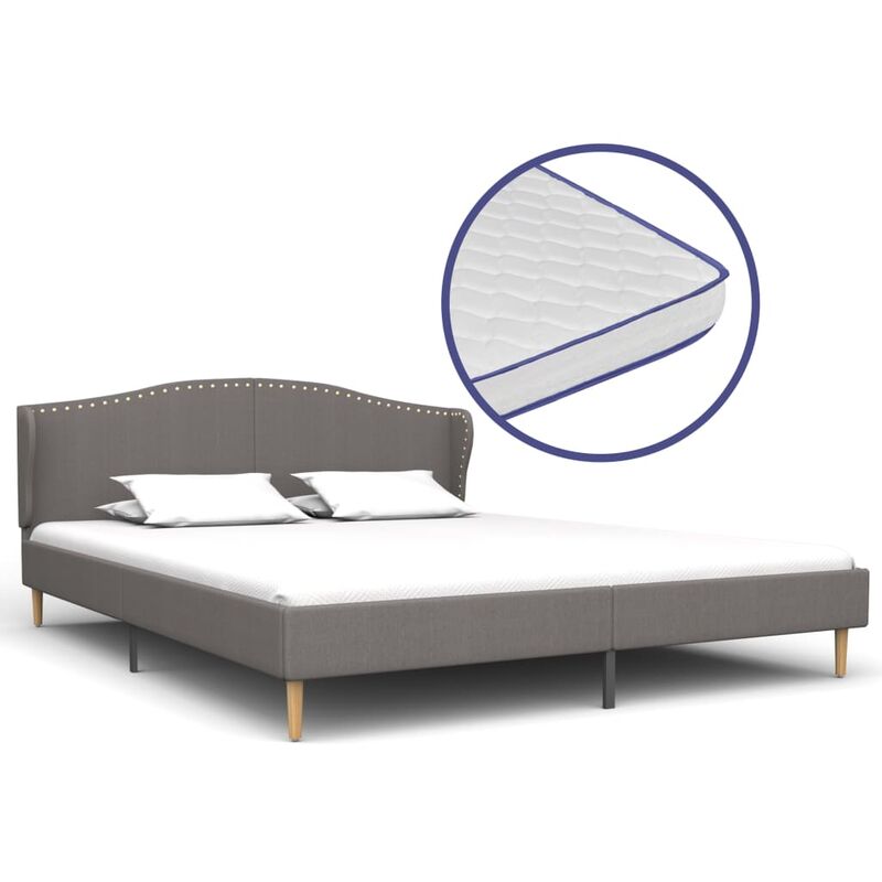 

Cama con colchón viscoelástico tela gris claro 180x200 cm