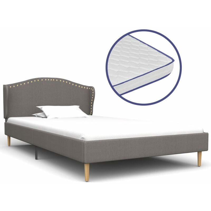 

Cama con colchón viscoelástico tela gris claro 90x200 cm