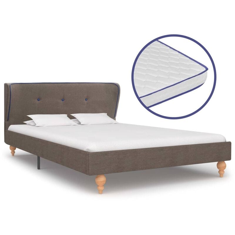 

Cama con Colchón Viscoelástico Tela Gris Topo 120x200 cm - Marrón - Vidaxl