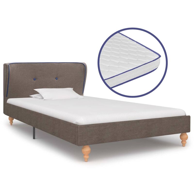 

Cama con Colchón Viscoelástico Tela Gris Topo 90x200 cm - Marrón - Vidaxl