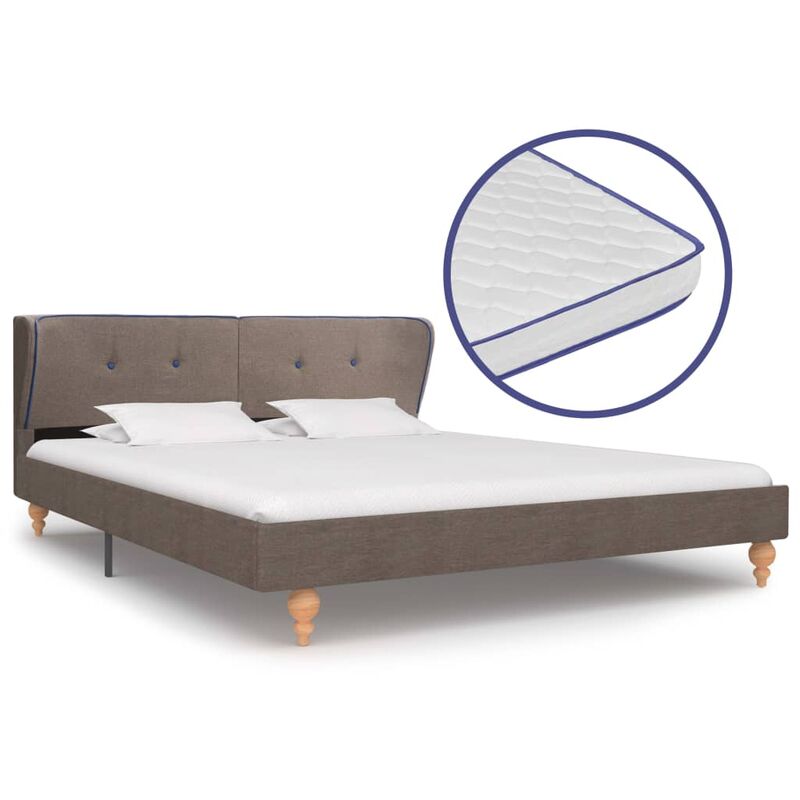 

Cama con Colchón Viscoelástico Tela Gris Topo 180x200 cm - Marrón - Vidaxl