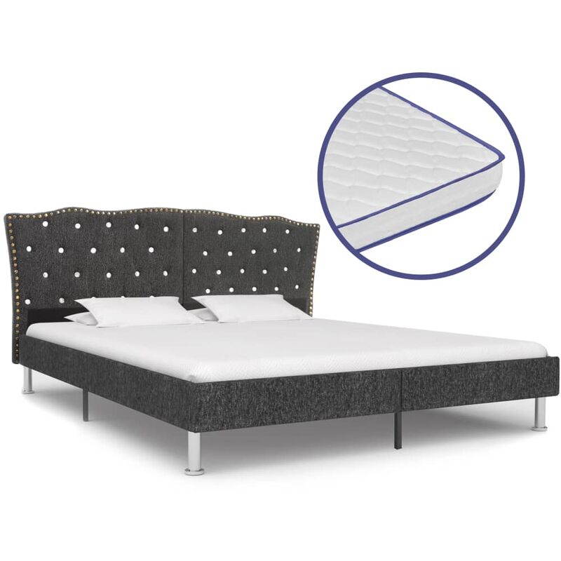 

Rogal Home&Deco Cama con colchón viscoelástico tela gris oscuro 160x200 cm
