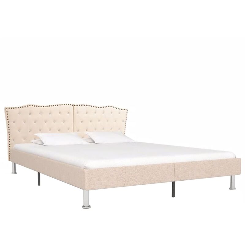 

Cama con Colchón Viscoelástico Tela Color Lino 180x200 cm - Beige - Vidaxl