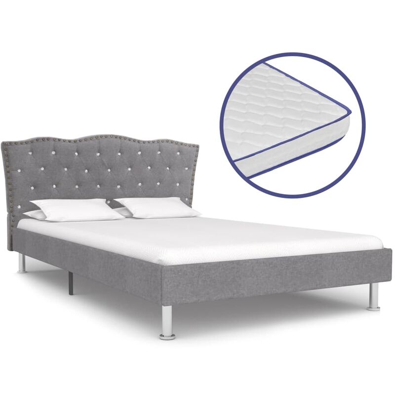 

Cama con Colchón Viscoelástico Tela Gris Claro 140x200 cm - Gris - Vidaxl