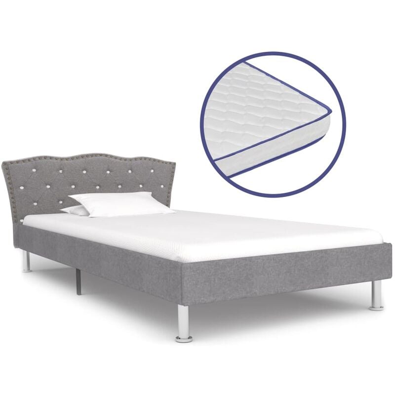

Cama con Colchón Viscoelástico Tela Gris Claro 90x200 cm - Gris - Vidaxl