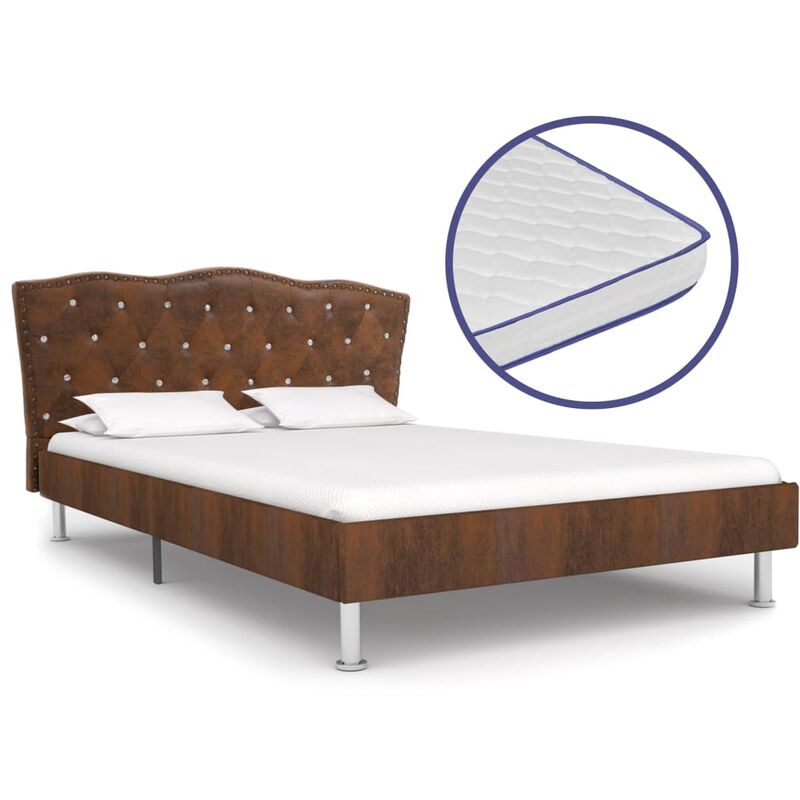

Cama con Colchón Viscoelástico Tela Marrón 120x200 cm - Marrón - Vidaxl