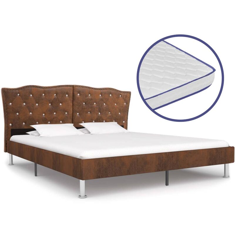 

vidaXL Cama con Colchón Viscoelástico Tela Marrón 180x200 cm - Marrón