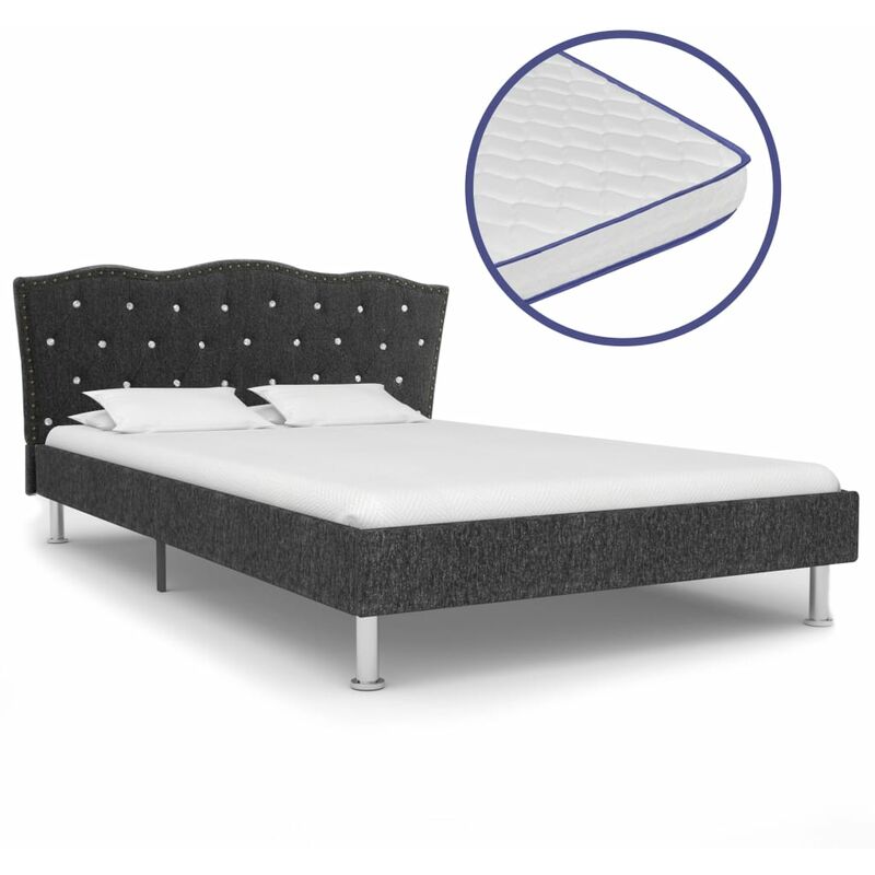 

Cama con colchon viscoelastico tela gris oscuro 120x200 cm