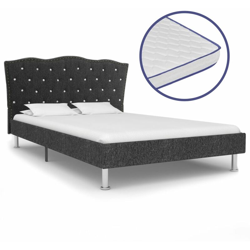 

Cama con colchón viscoelástico tela gris oscuro 140x200 cm