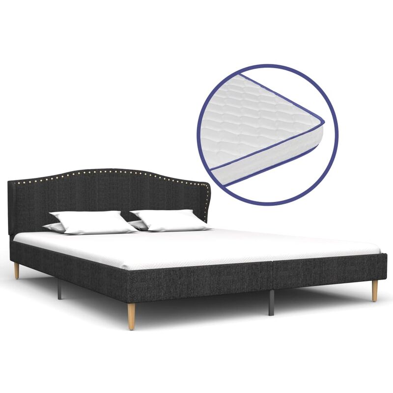 

Rogal Home&Deco Cama con colchón viscoelástico tela gris oscuro 160x200 cm