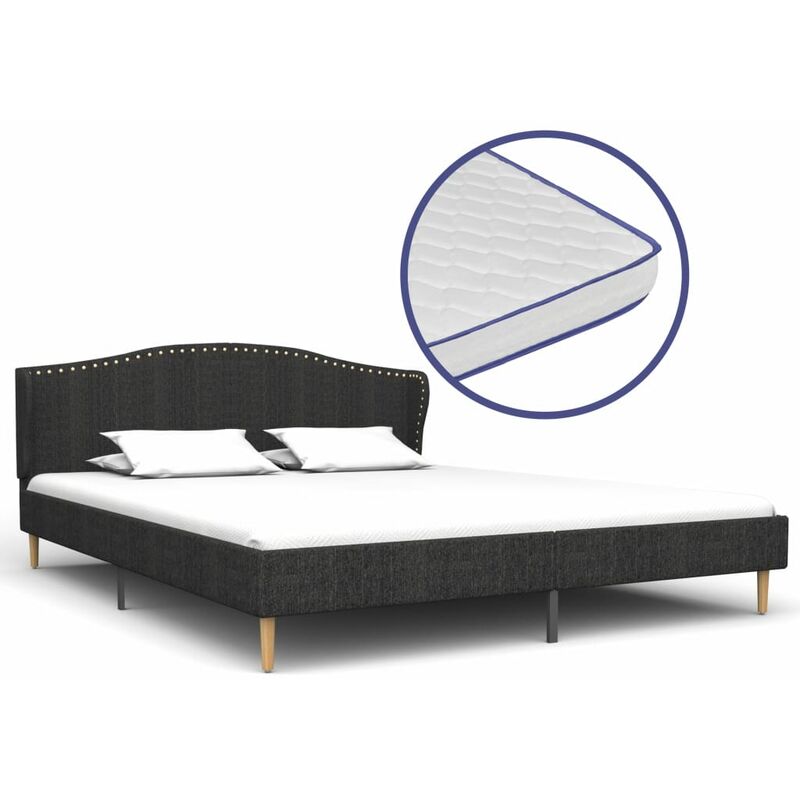 

Cama con colchon viscoelastico tela gris oscuro 180x200 cm