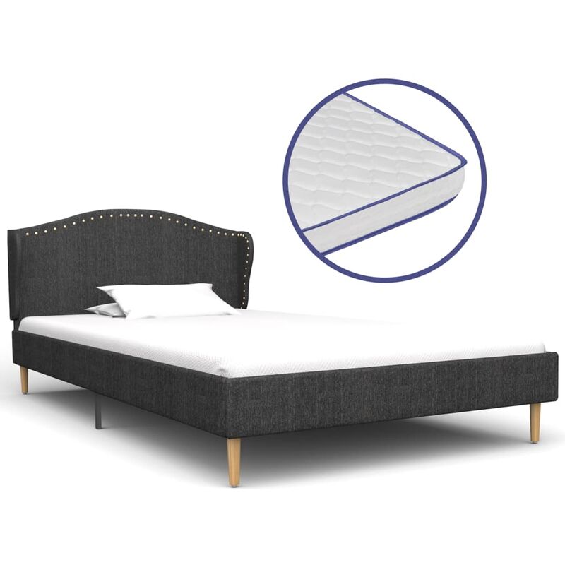 

Cama con colchón viscoelástico tela gris oscuro 90x200 cm - Gris - Vidaxl