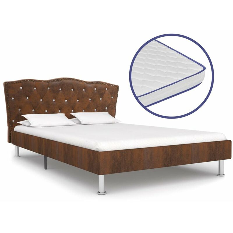

Cama con colchon viscoelastico tela marron 120x200 cm