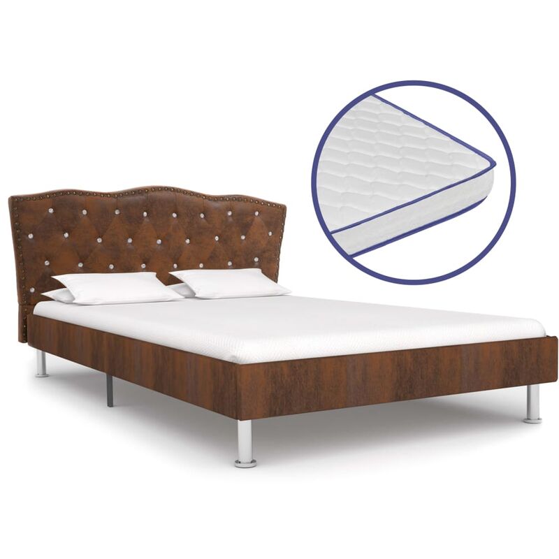 

Cama con colchón viscoelástico tela marrón 120x200 cm